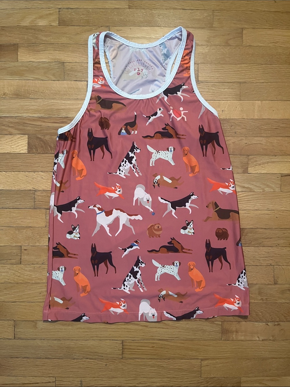 Dog Print Racerback Tank Top - Dusty Rose with Multi-Color Dogs
